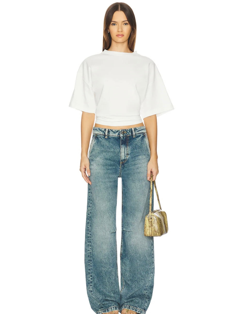 Ava Wide Leg Jeans in Aged Stone