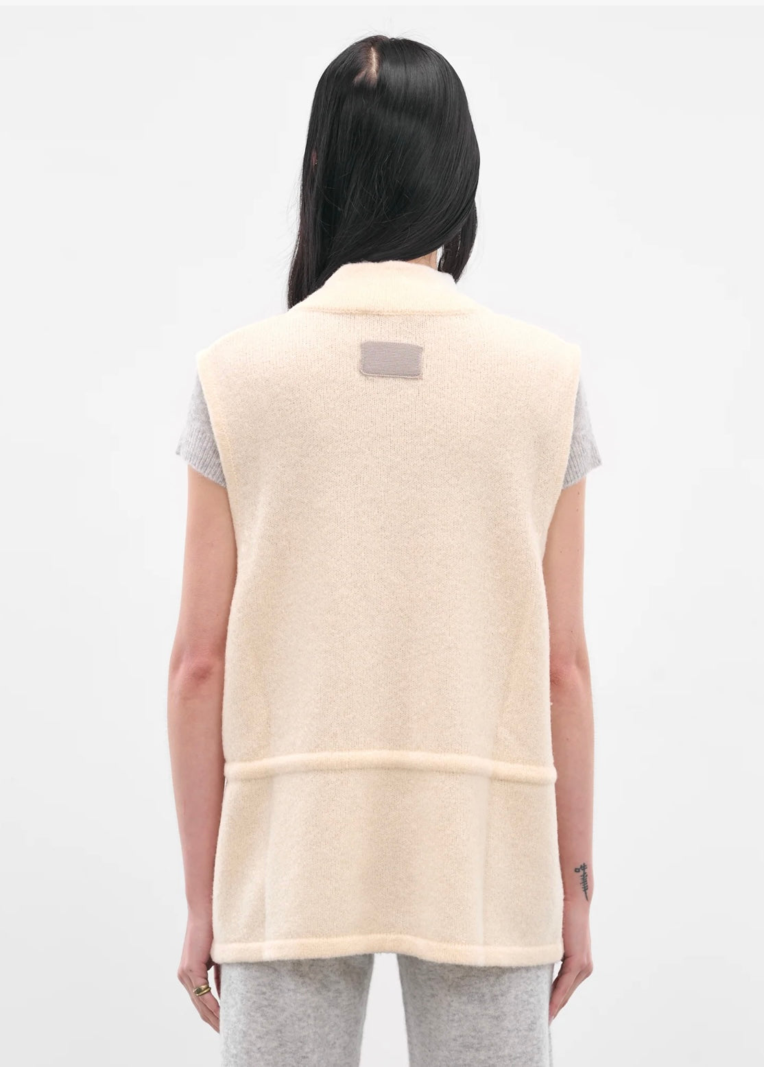 Cream tied knit vest