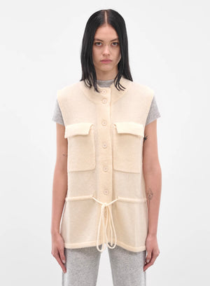Cream tied knit vest