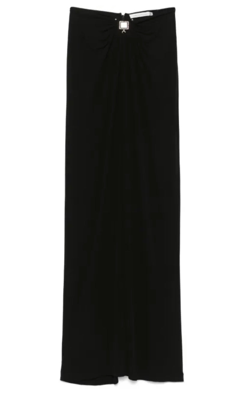 bezel-quartz ruched maxi skirt