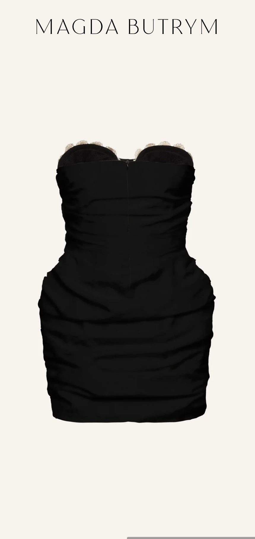 Crochet bustier mini dress in black