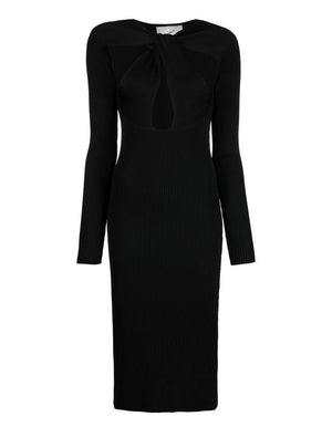 Black Twisted Cutout Midi Dress