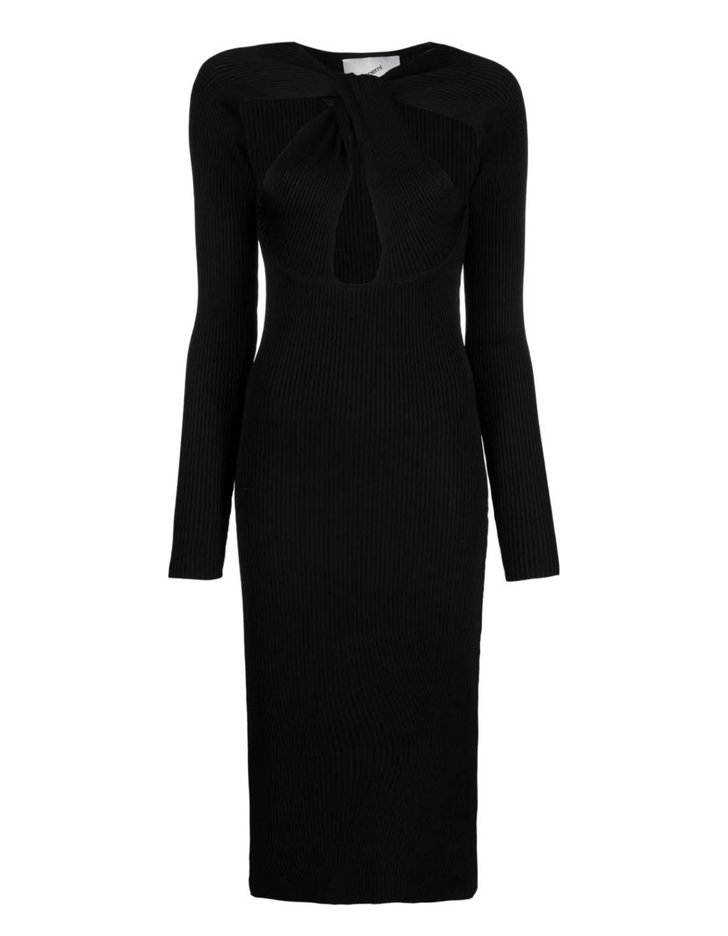 Black Twisted Cutout Midi Dress