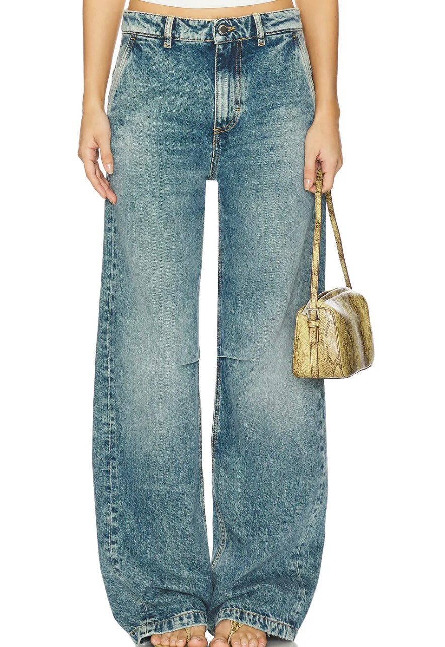 Ava Wide Leg Jeans in Aged Stone