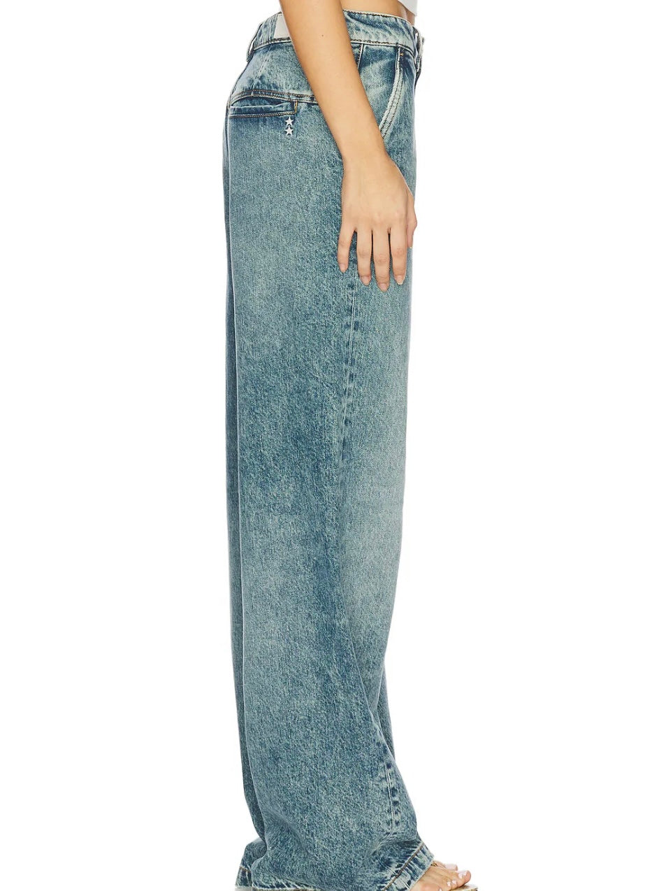 Ava Wide Leg Jeans in Aged Stone