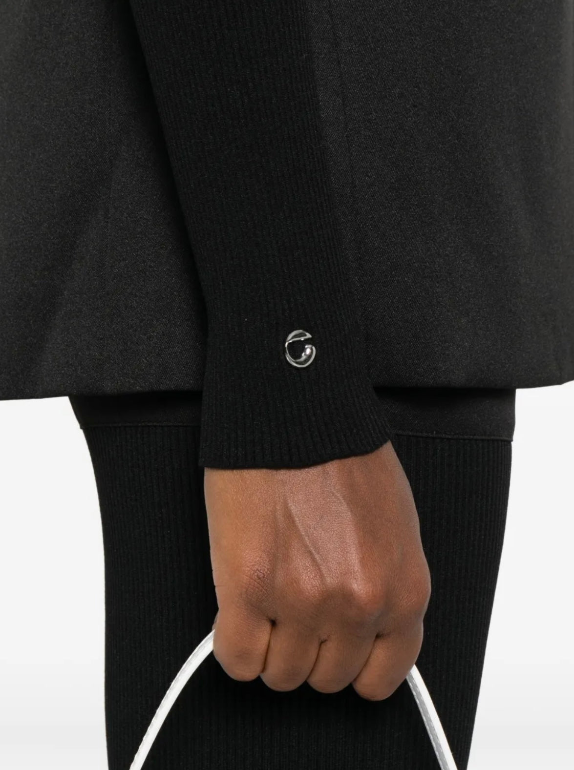 Black blazer with rib sleeves