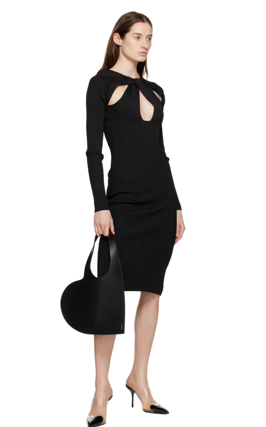 Black Twisted Cutout Midi Dress