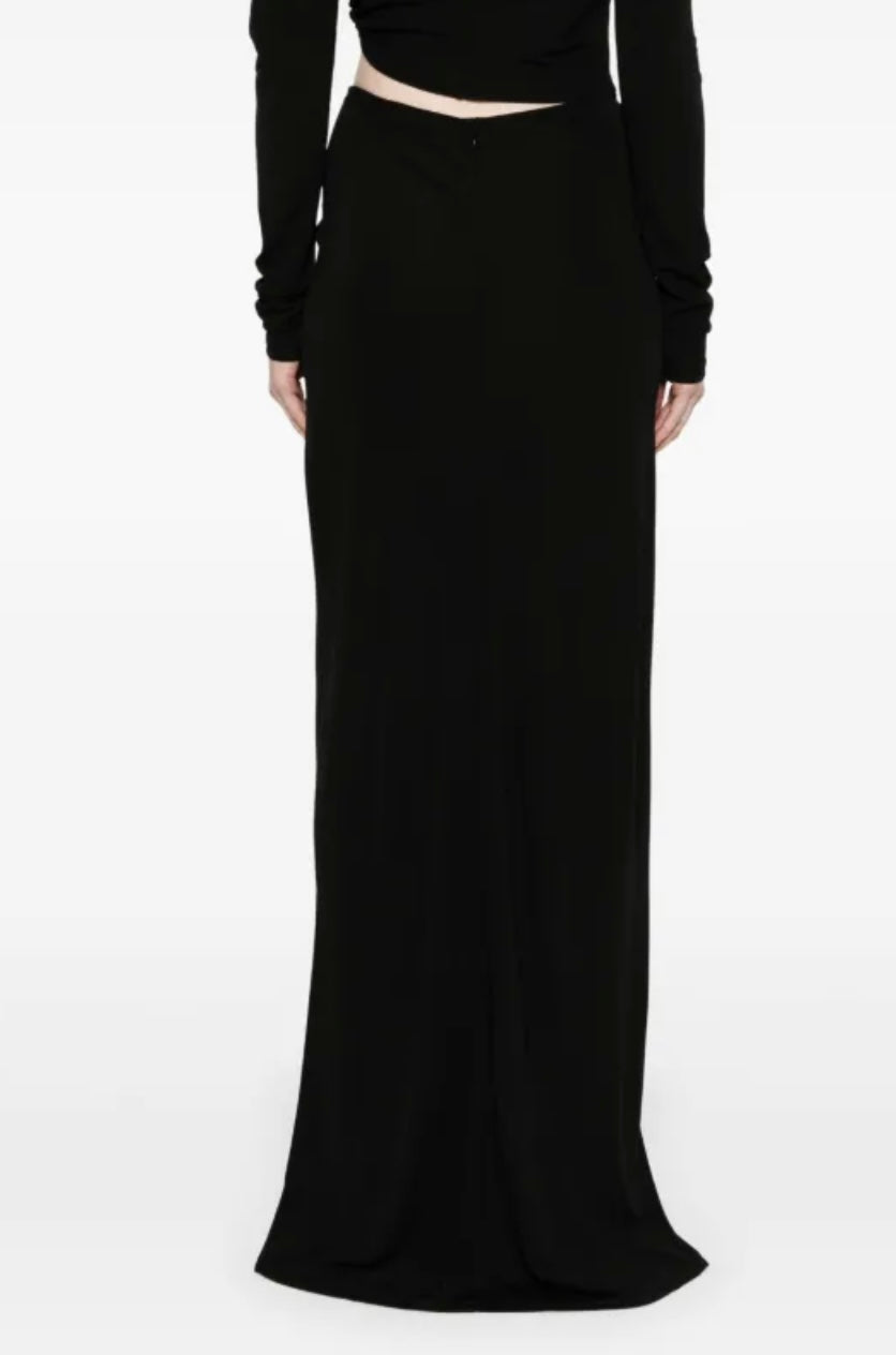 bezel-quartz ruched maxi skirt