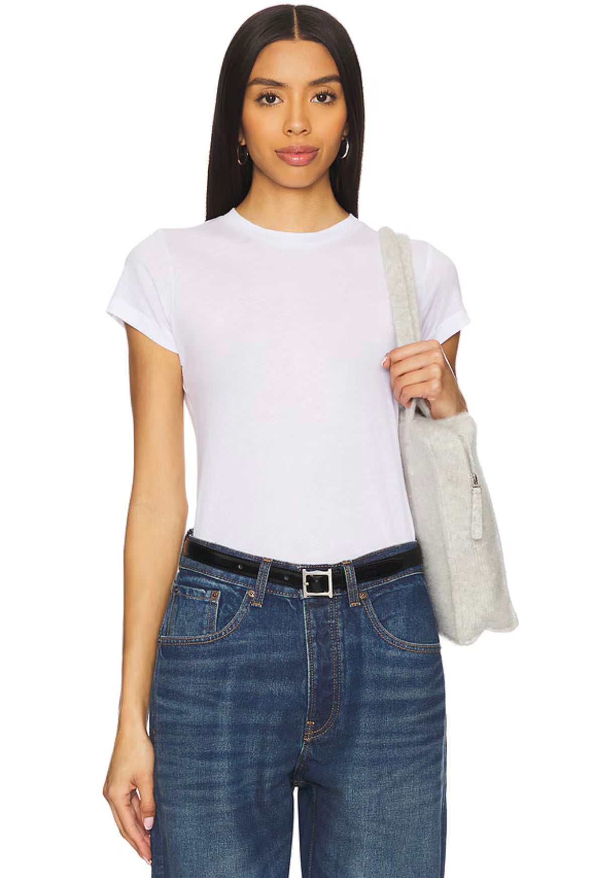 Ribbed Tee in white