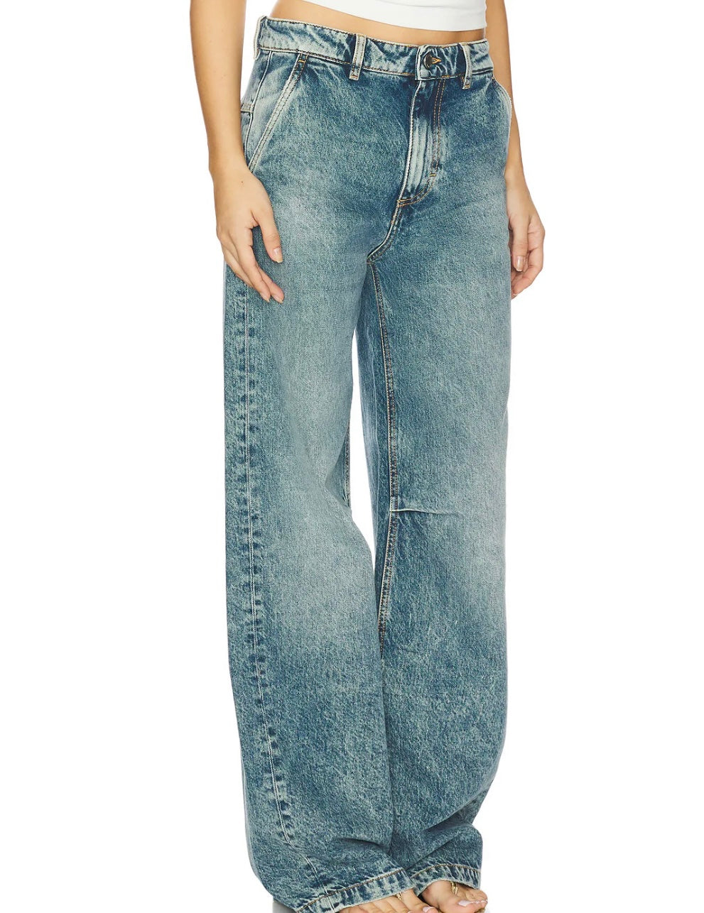 Ava Wide Leg Jeans in Aged Stone