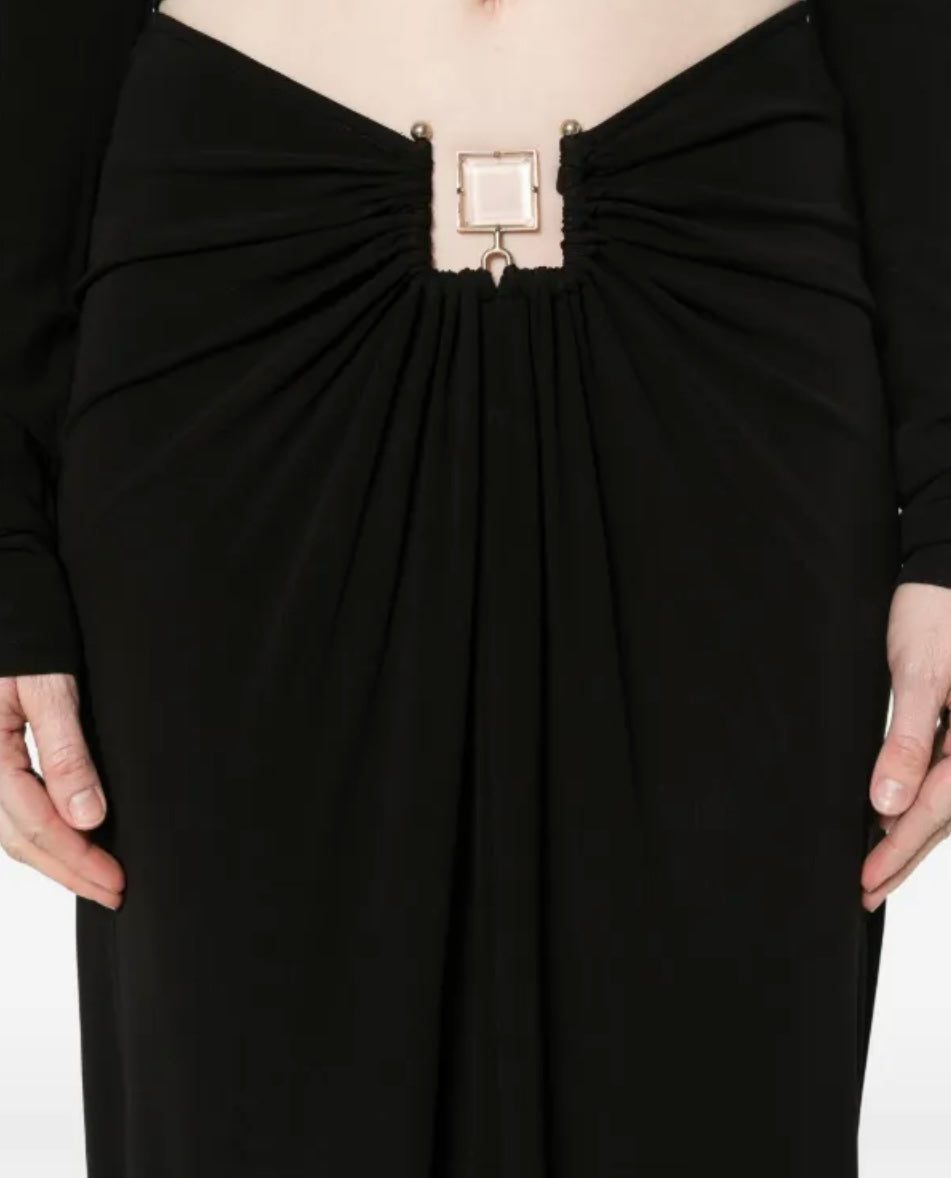 bezel-quartz ruched maxi skirt