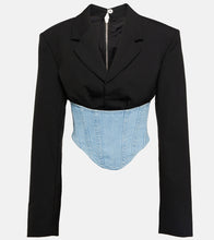 Load image into Gallery viewer, Wool and denim bustier blazer
