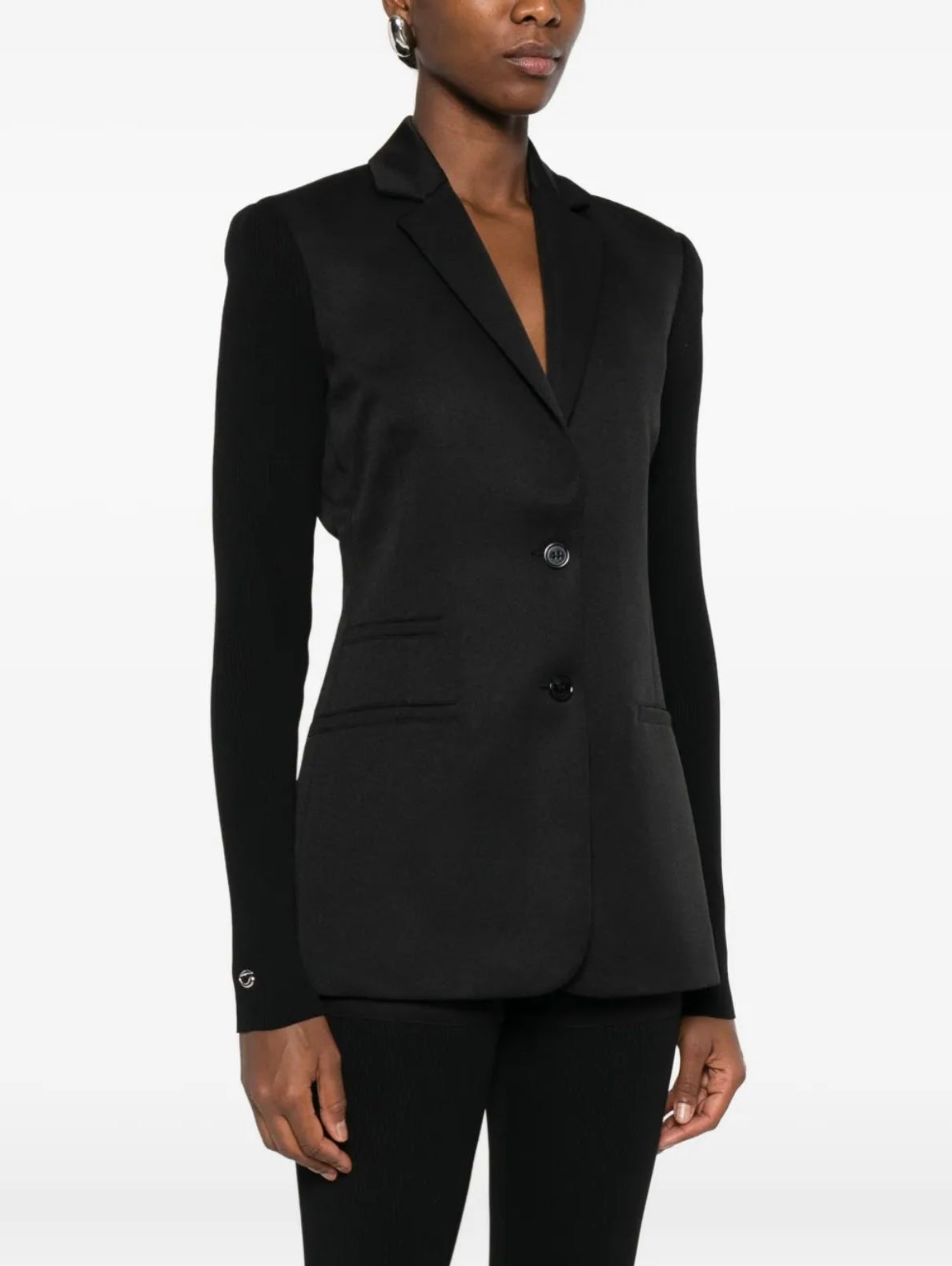 Black blazer with rib sleeves