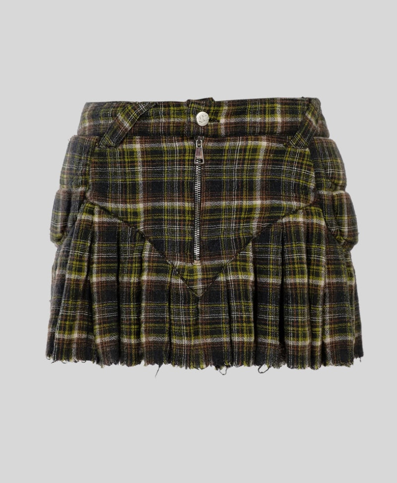 PLEATED MOTO UPCYCLED SKIRT