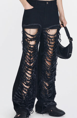 CLASSIC DENIM FRAYED PANT