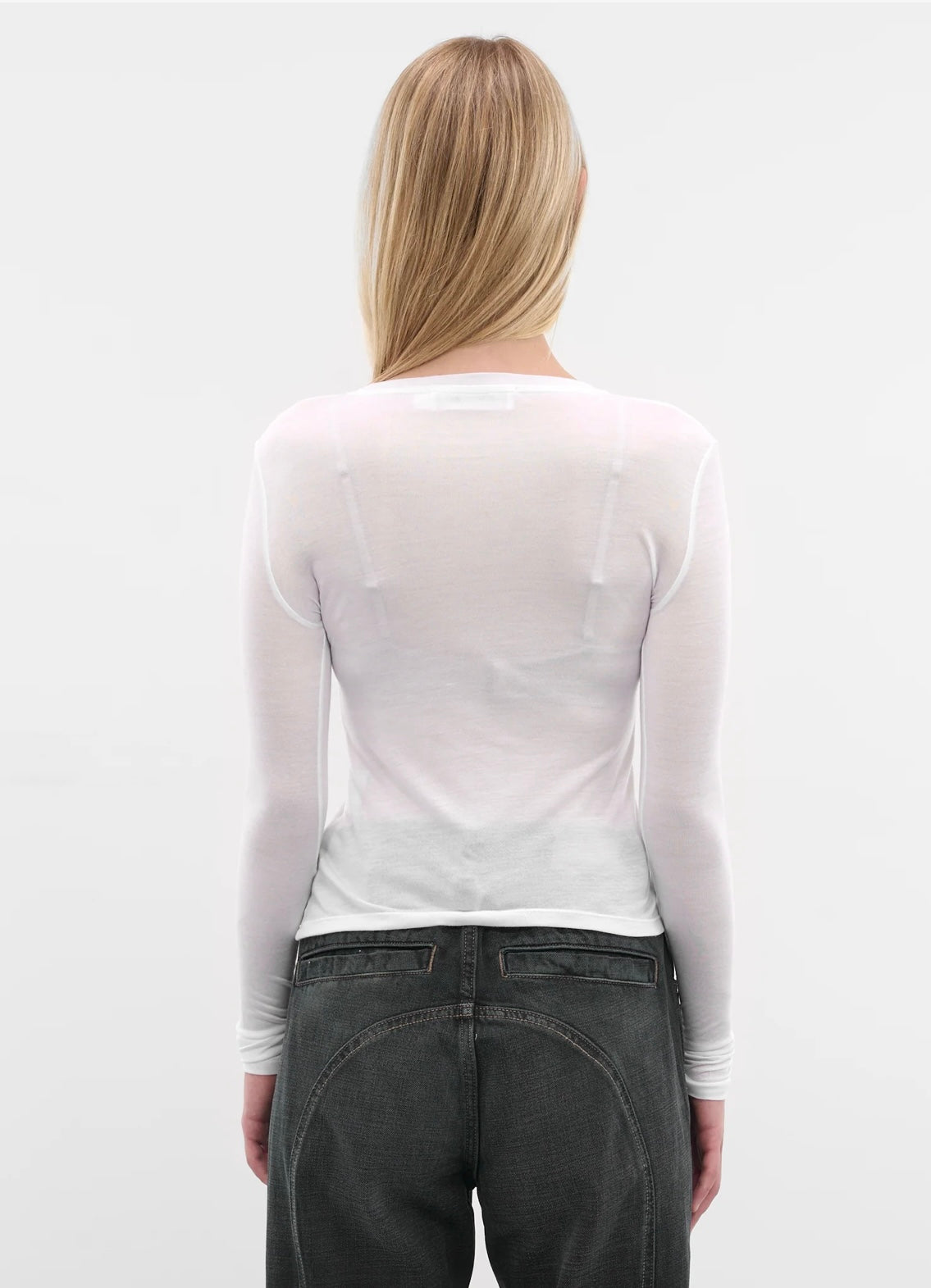 WHITE MODAL LONG SLEEVE TEE