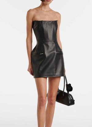 Leather bustier minidress