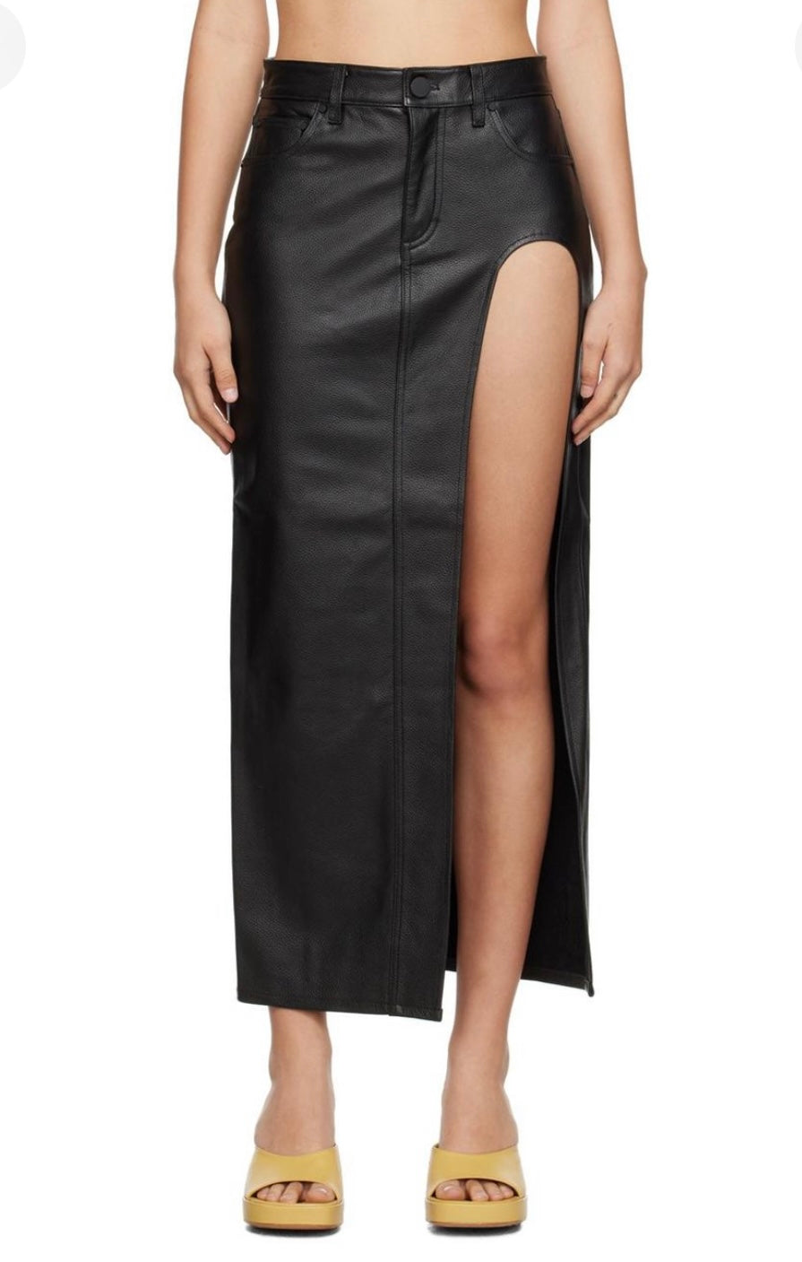 Blanca Leather Midi Skirt