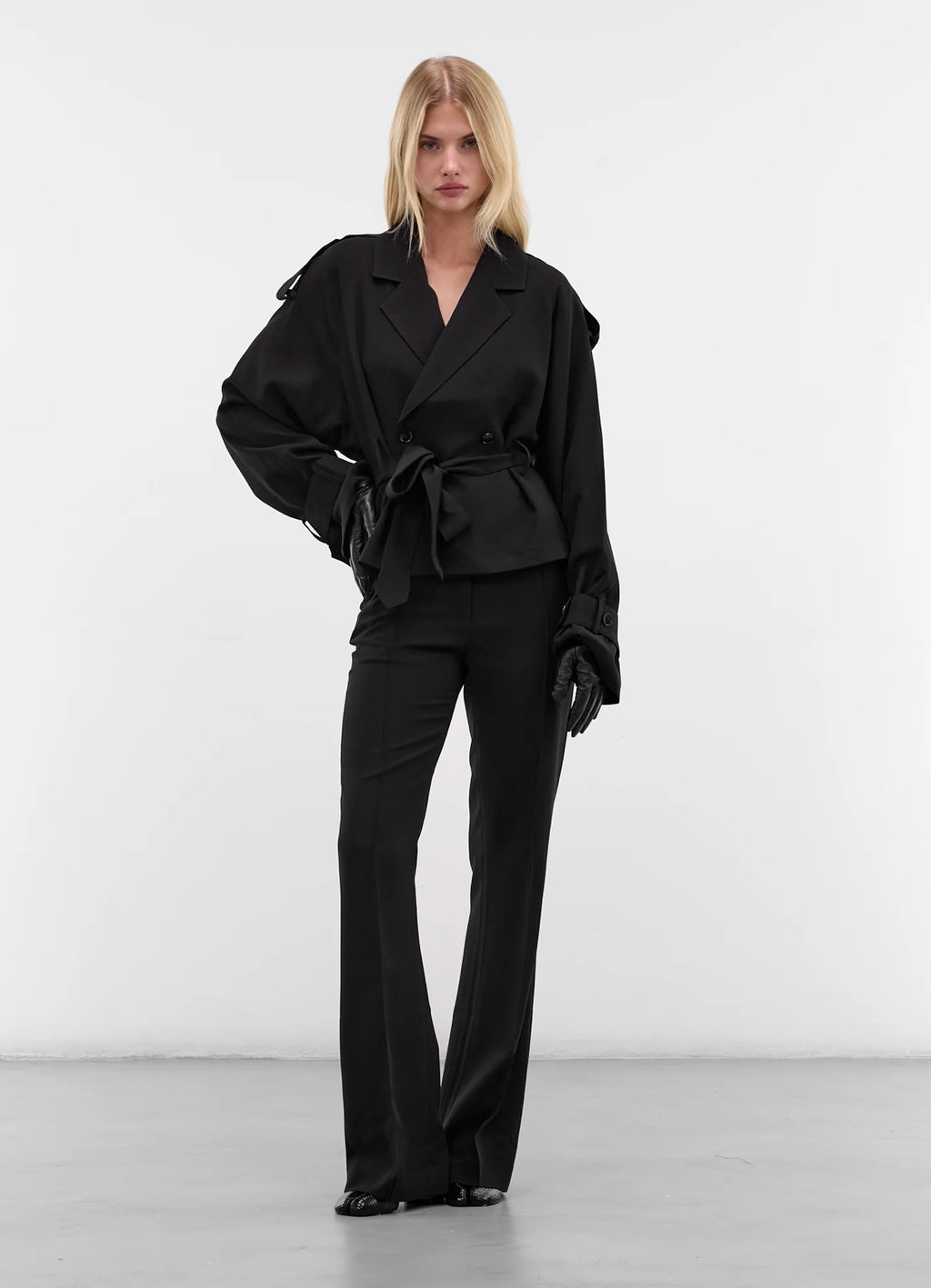 BLACK VIRA FLARED TROUSERS