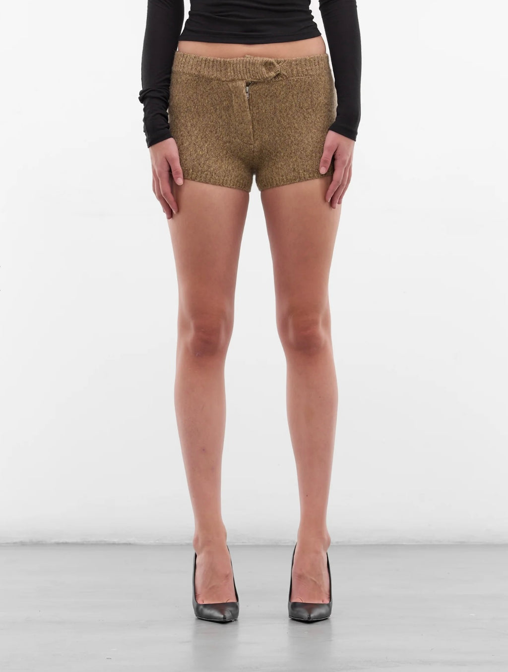 BEIGE VITA WOOL MINI SHORTS