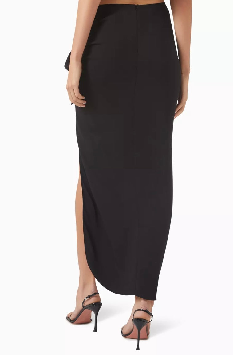 Cadence Ruched Maxi Skirt in Viscose Blend