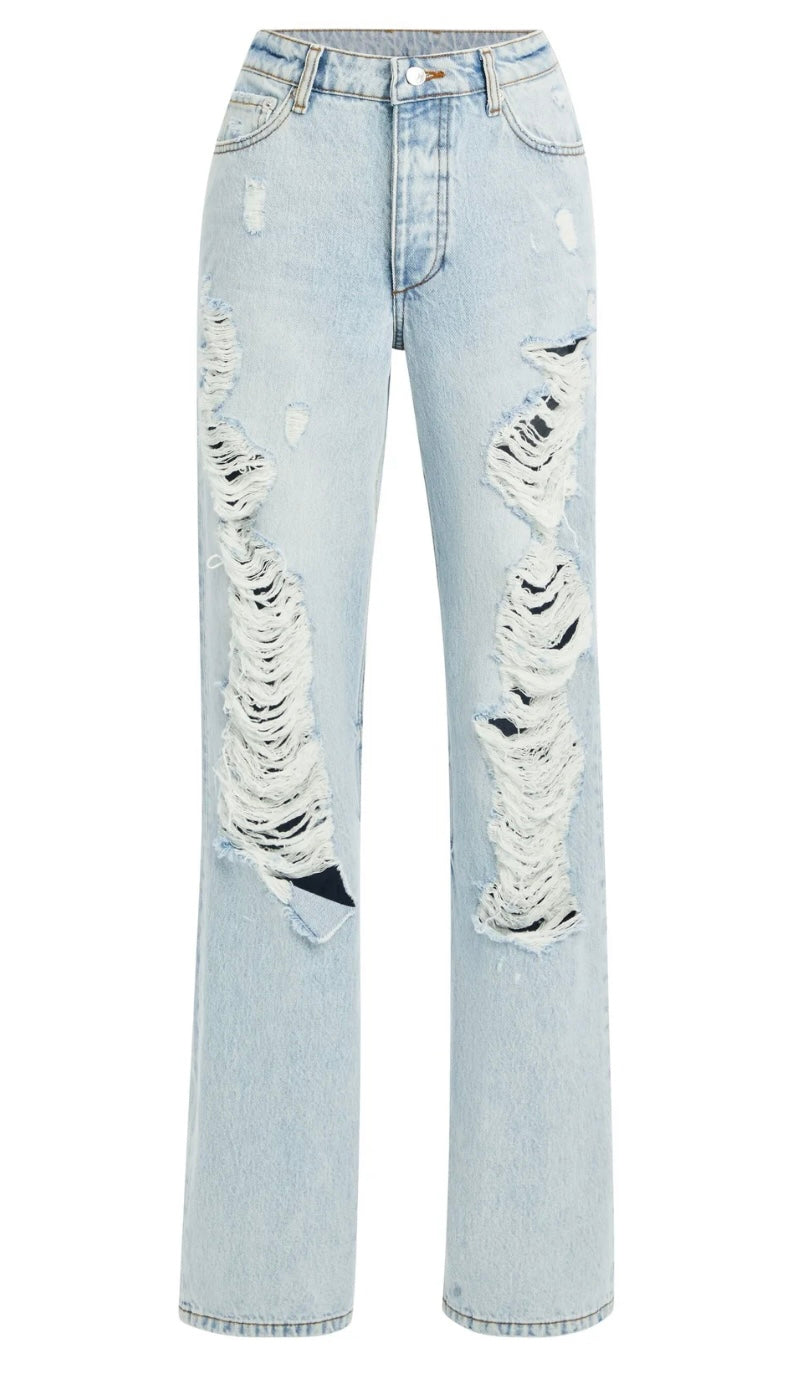 SUNNY MID RISE DISTRESSED JEAN