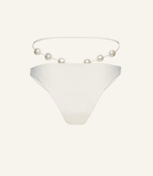 High waist pearl swim bottom in cream