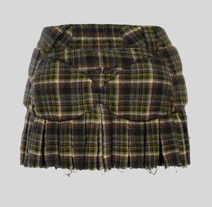 PLEATED MOTO UPCYCLED SKIRT