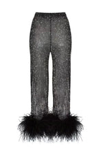 Load image into Gallery viewer, Black Feathers Pants
