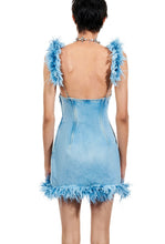 Load image into Gallery viewer, Frayed Denim Feater mini Dress
