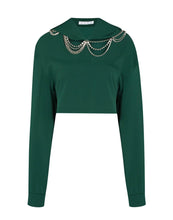 Load image into Gallery viewer, Crystals chains green sweatshirt
