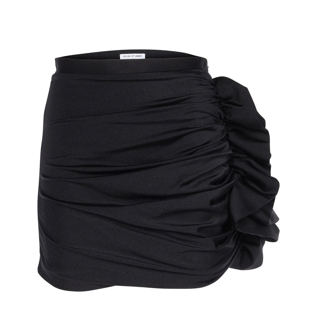 Ruffle skirt in shiny black lycra